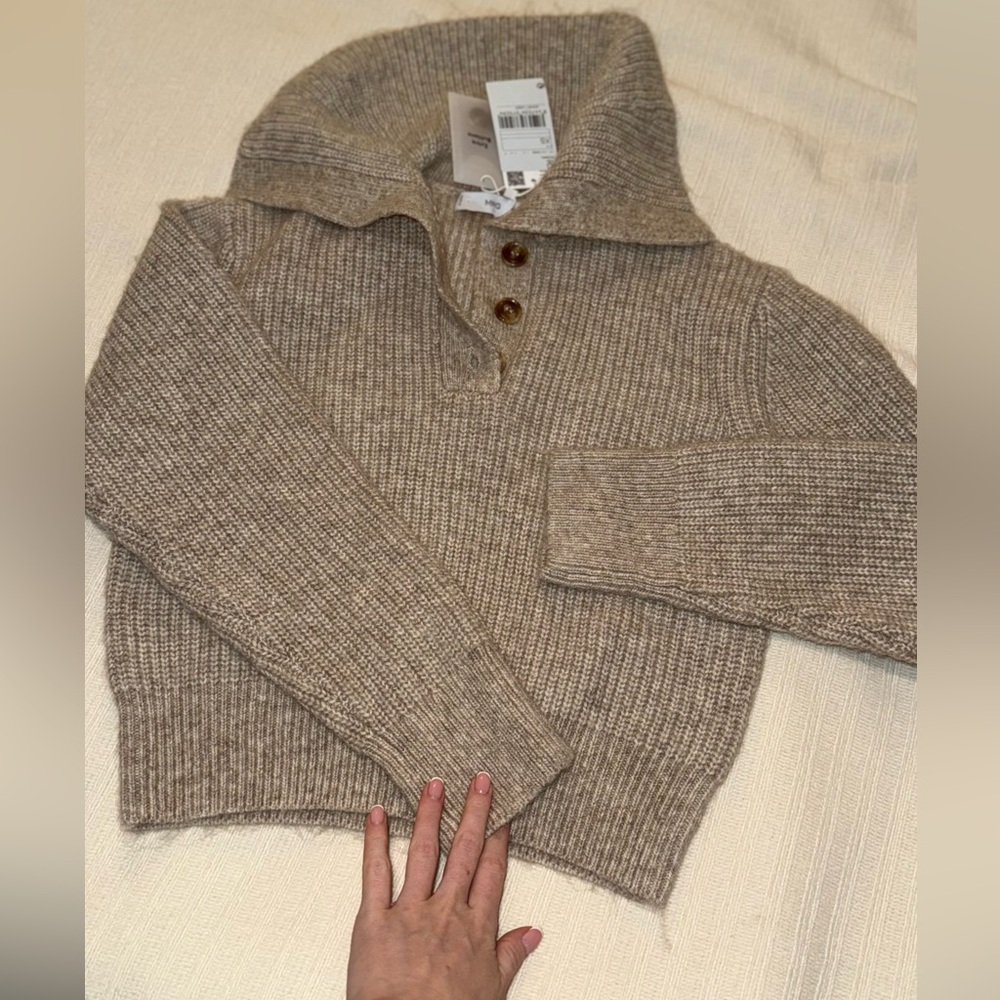 Mango Taupe Cowl Neck Sweater